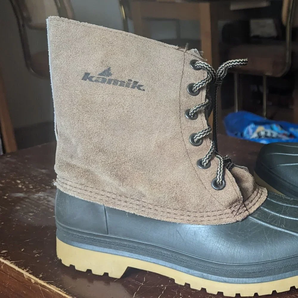 Kamik Duck Boots Waterproof Leather Rubber Lace‎ Up Unisex Canada Vintage